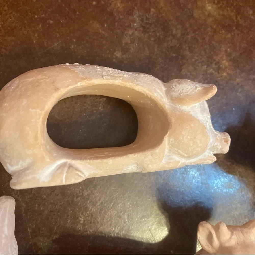 Set of 6 Terra Cotta White Washed Animal Napkin Rings